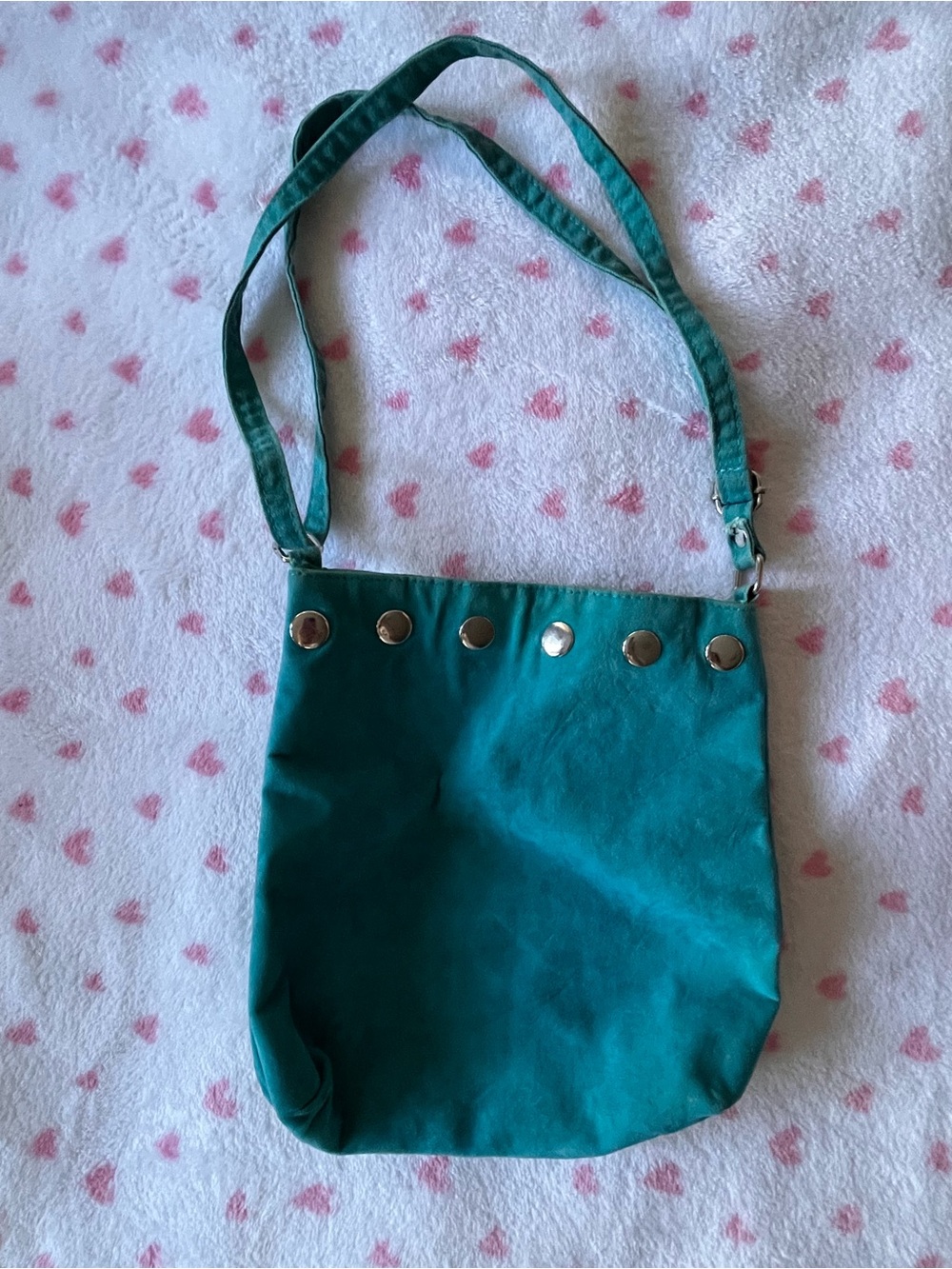 Teal Stud-Accent Crossbody Bag